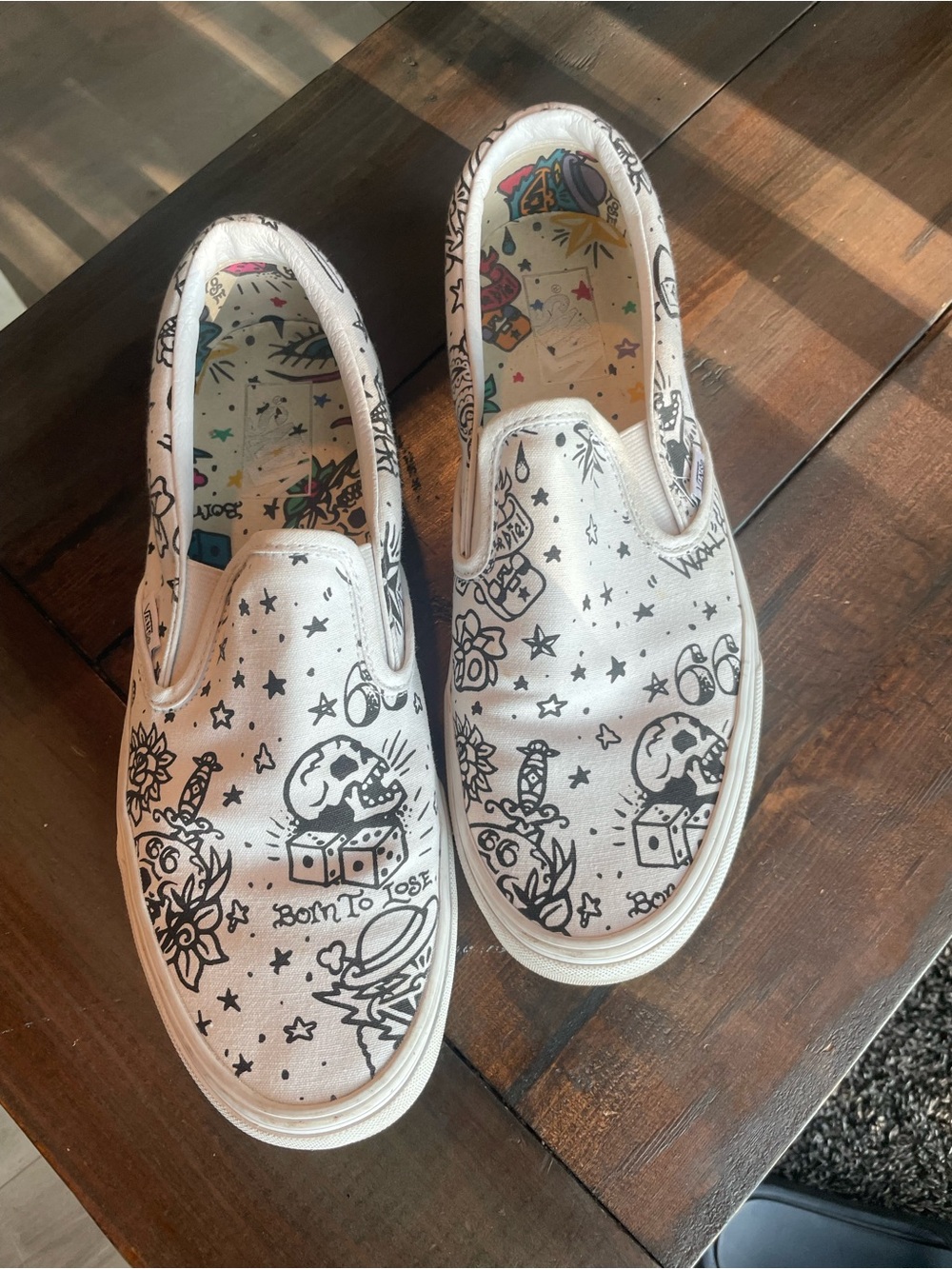 Vans Classic Slip On U-color U-paint customizable tattoo Born To Lose Men’s 10